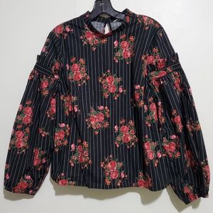 H&M W's Ruffled Floral Printed Blouse